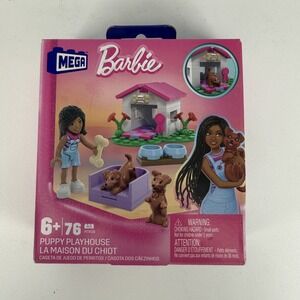 MEGA Barbie Puppy Playhouse 76 Pcs Building Set Ages 6+ Mattel Sealed Box